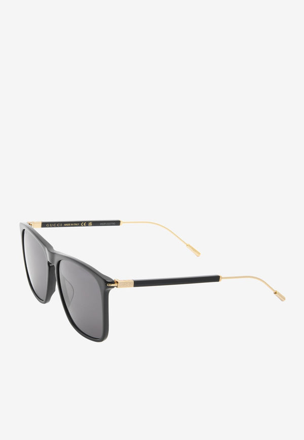 Gucci Rectangular Metal Sunglasses Gray GG1269SBLACK GOLD