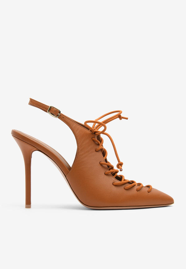 Malone Souliers Alessandra 100 Lace-Up Pumps Brown ALESSANDRA100-1BROWN