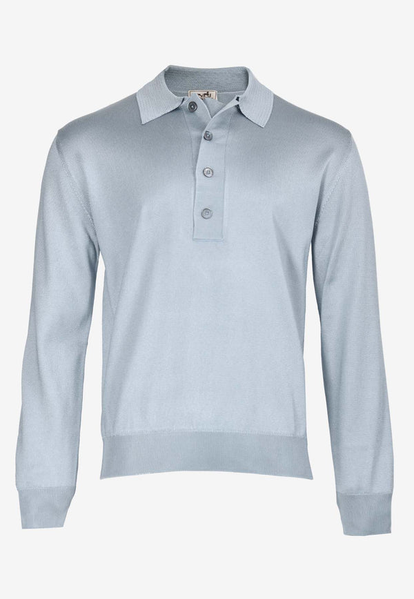 Hermès Long-Sleeved Silk Knit Polo