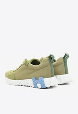 Bouncing Low-Top Sneakers in Vert Celadon Mesh and Suede