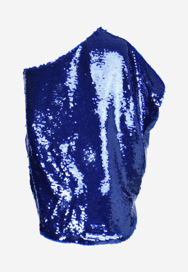 The Frankie Shop Gloria Sequined One-Shoulder Dress Blue DMNGLO334ROYAL BLUE