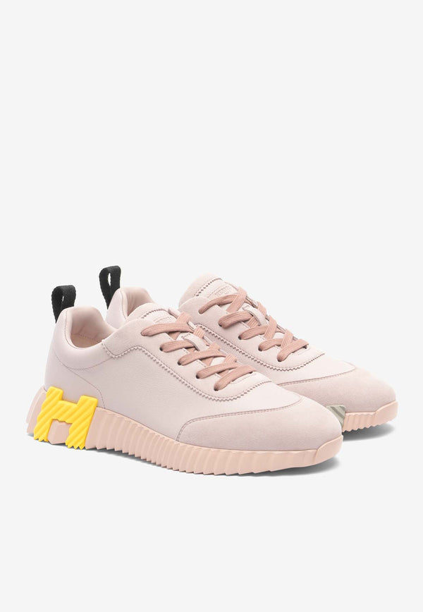 Hermès Bouncing Low-Top Sneakers in Rose Porcelaine Sport Goatskin and Suede