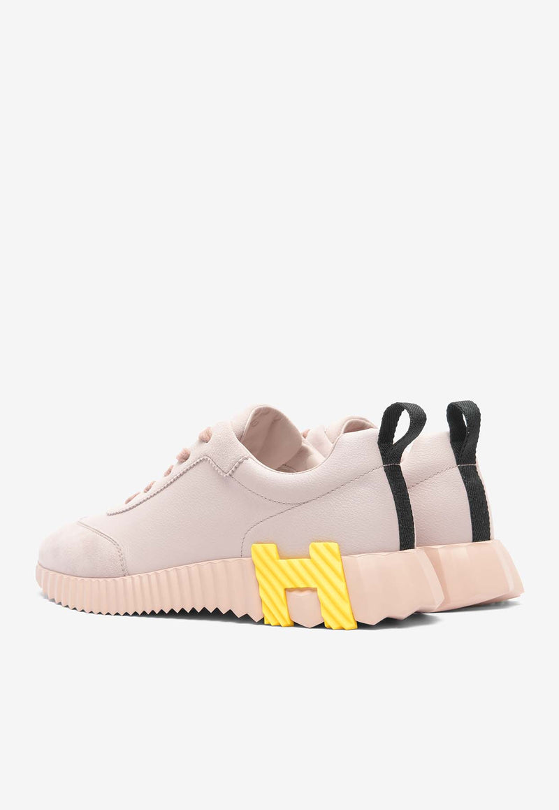 Hermès Bouncing Low-Top Sneakers in Rose Porcelaine Sport Goatskin and Suede