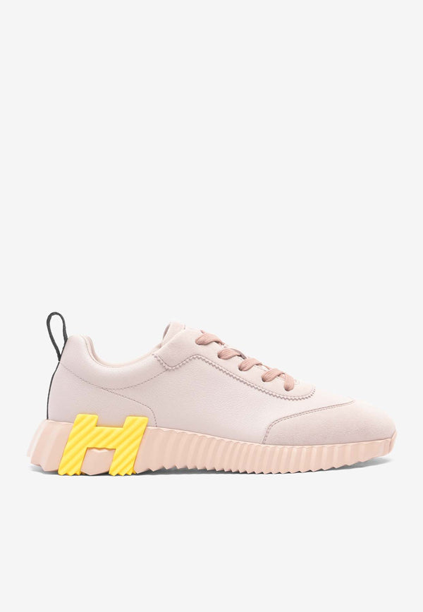 Hermès Bouncing Low-Top Sneakers in Rose Porcelaine Sport Goatskin and Suede