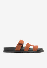 Hermès Chypre Sandals in Orange Canyon Suede