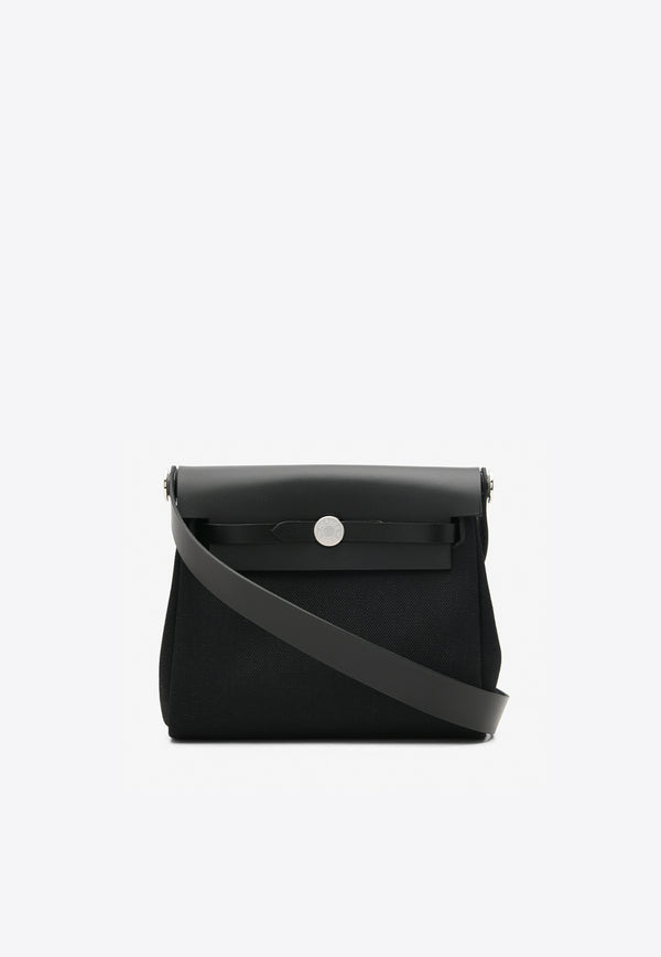 Hermès Mini Herbag Zip 20 Retourne in Black Militaire Canvas and Hunter Leather with Palladium Hardware