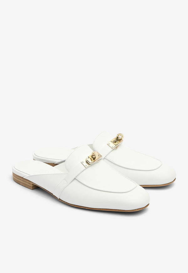 Hermès  Oz Leather Flat Mules with Gold Hardware Kelly Buckle