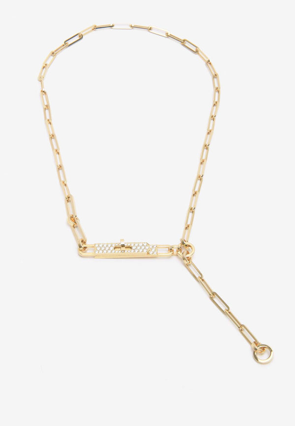 Hermès Kelly Chaine Lariat Necklace in Rose Gold and Diamonds