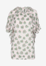 Floral Print Ruffled Blouse