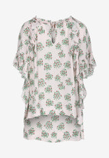 Floral Print Ruffled Blouse