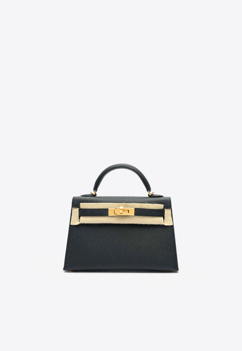 Mini Kelly 20 Sellier in Black Epsom Leather with Gold Hardware