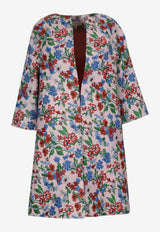 Floral Jacquard Open-Front Coat