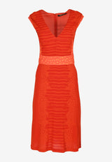 V-neck Crocodile Print Midi Dress