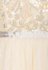 Shirley Ribbon Bodice Sequined Gown