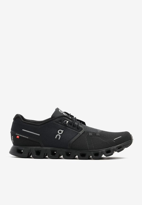 On Running Cloud 5 Low-Top Mesh and Leather Sneakers All Black Men