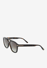 Tom Ford Gerrard Gradient Square Sunglasses Green FT077652B56DARK BROWN