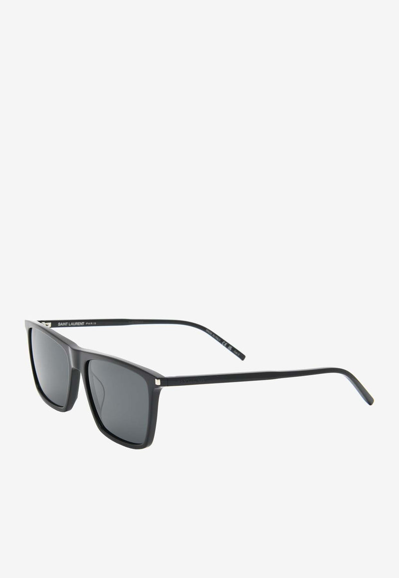 Saint Laurent Engraved Logo Square-Shape Sunglasses Gray SL668BLACK