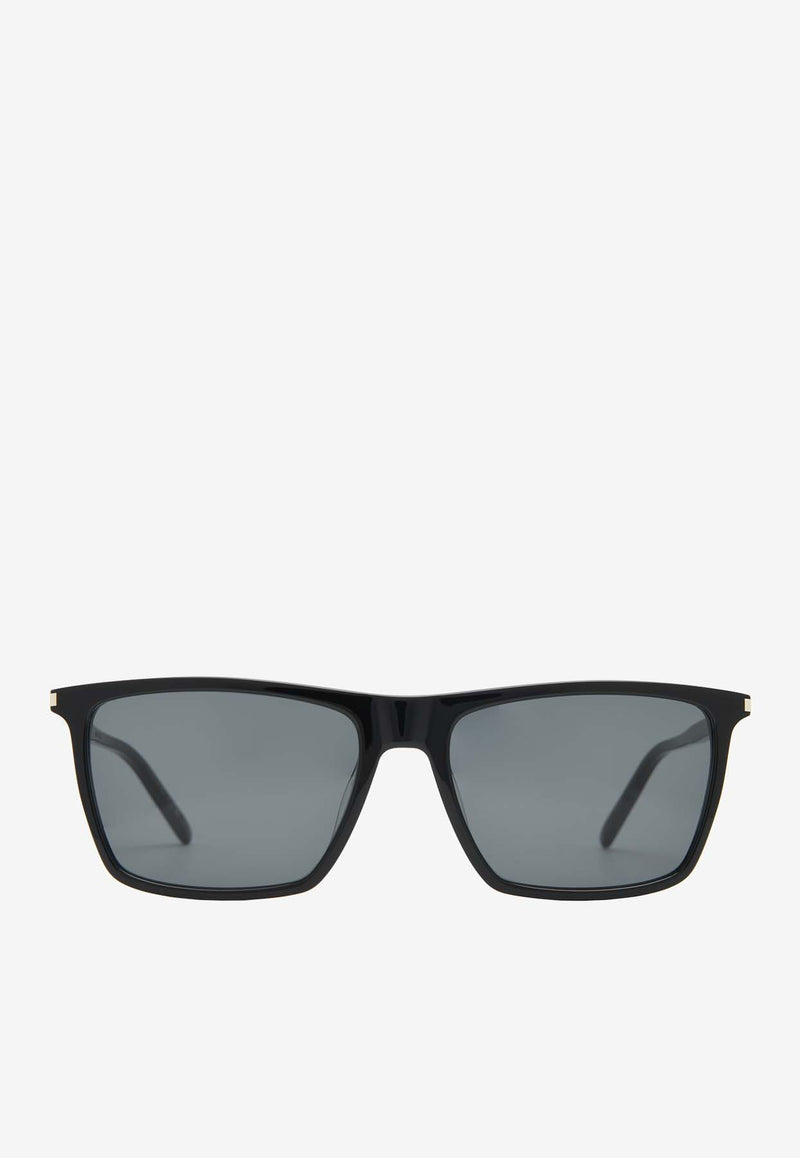 Saint Laurent Engraved Logo Square-Shape Sunglasses Gray SL668BLACK