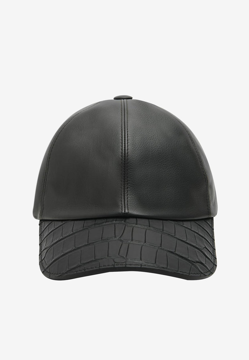 Hermès Riley Cap Reglisse Calfskin and Noir Matte Alligator RCRCNMA_B