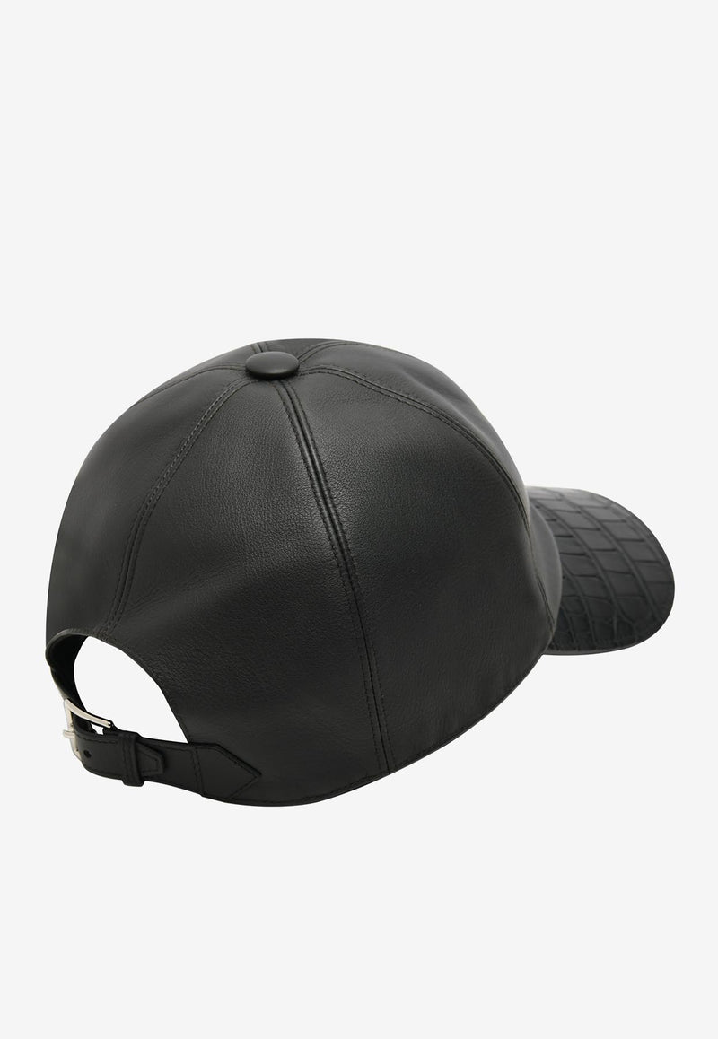 Hermès Riley Cap Reglisse Calfskin and Noir Matte Alligator RCRCNMA_B