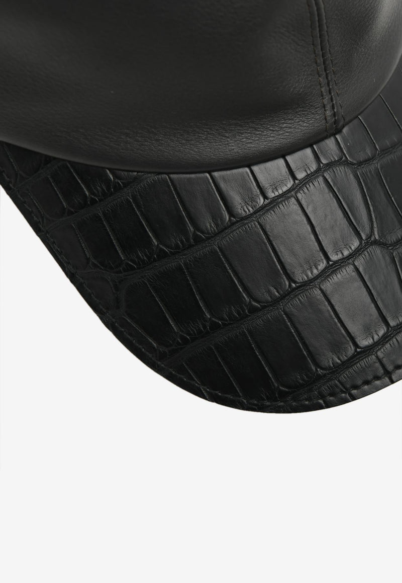 Hermès Riley Cap Reglisse Calfskin and Noir Matte Alligator RCRCNMA_B