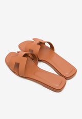 Oran H Cut-Out Sandals in Orange Canyon Epsom Leather