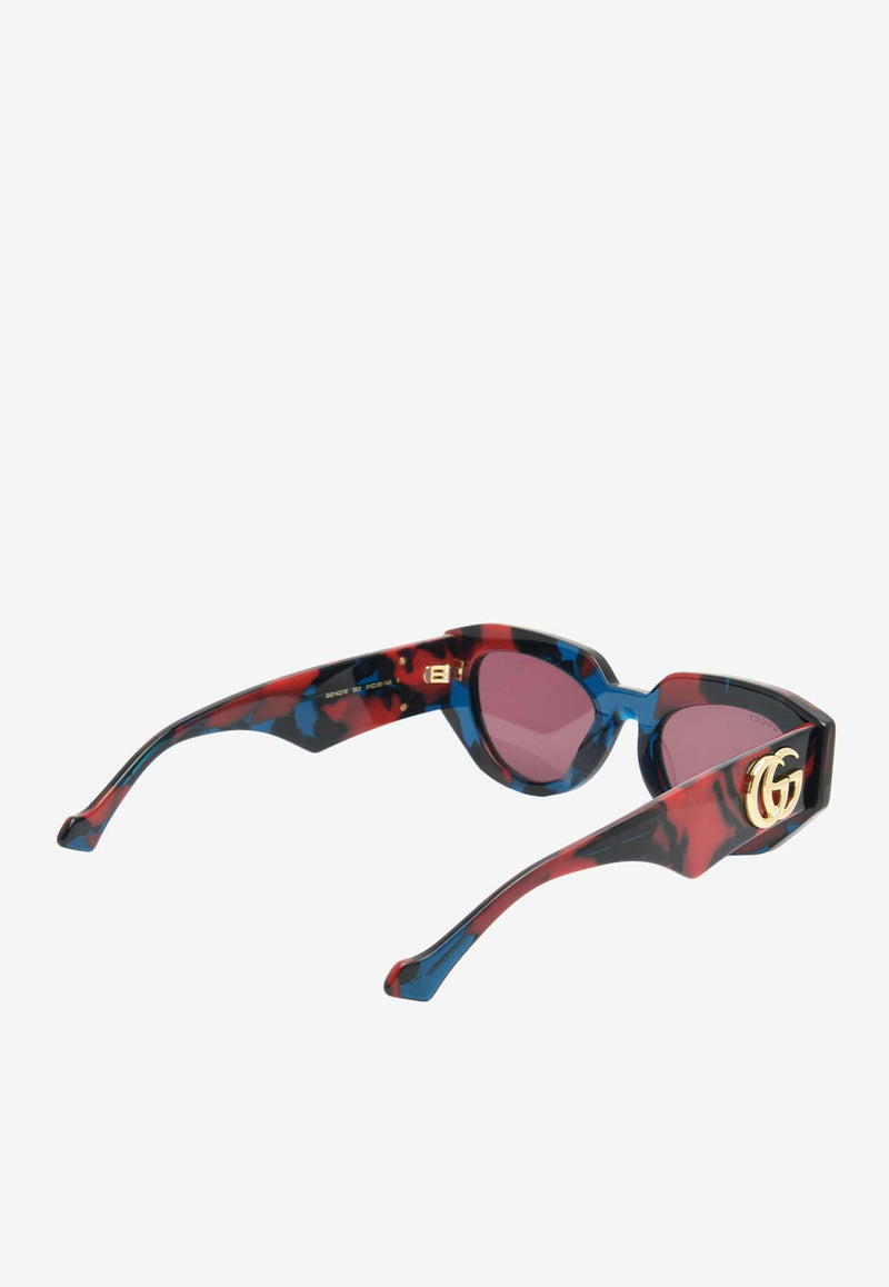 Gucci GG Logo Cat-Eye Sunglasses Bordeaux GG1421S-003BROWN MULTI