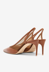 Malone Souliers Collins 70 Croc-Embossed Slingback Pumps COLLINS70-2TAN