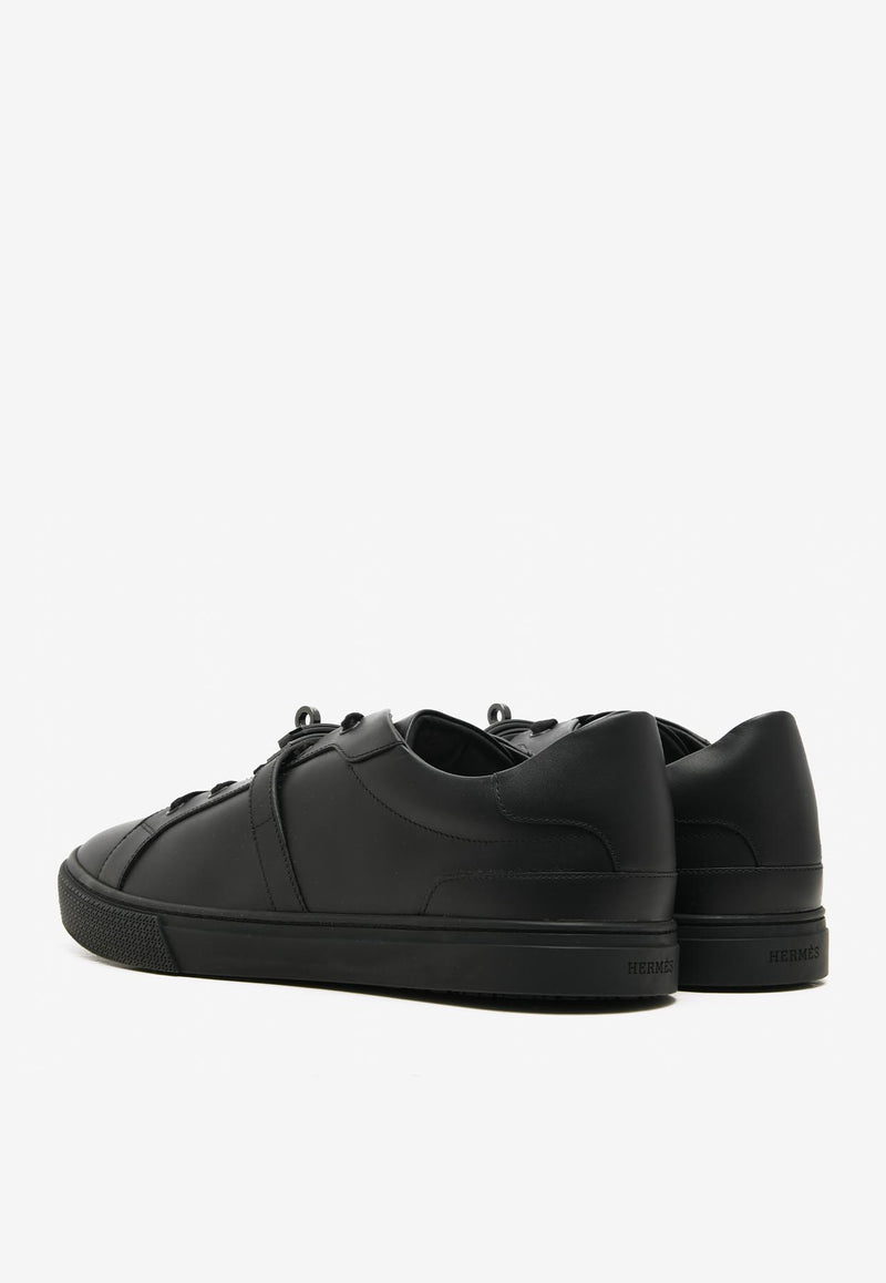 Hermès Day Monochrome Kelly Buckle Sneakers in Noir Calfskin