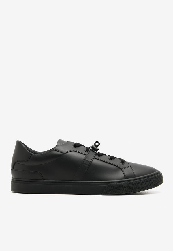Hermès Day Monochrome Kelly Buckle Sneakers in Noir Calfskin