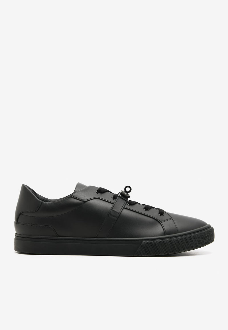 Hermès Day Monochrome Kelly Buckle Sneakers in Noir Calfskin