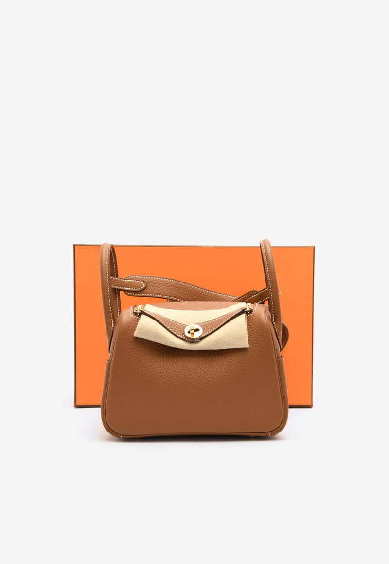 Hermès Mini Lindy 20 in Gold Clemence Leather with Gold Hardware