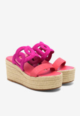 Hermès Ithea 30 Espadrilles in Rose Bougainvillier and Rose Vermillon Suede