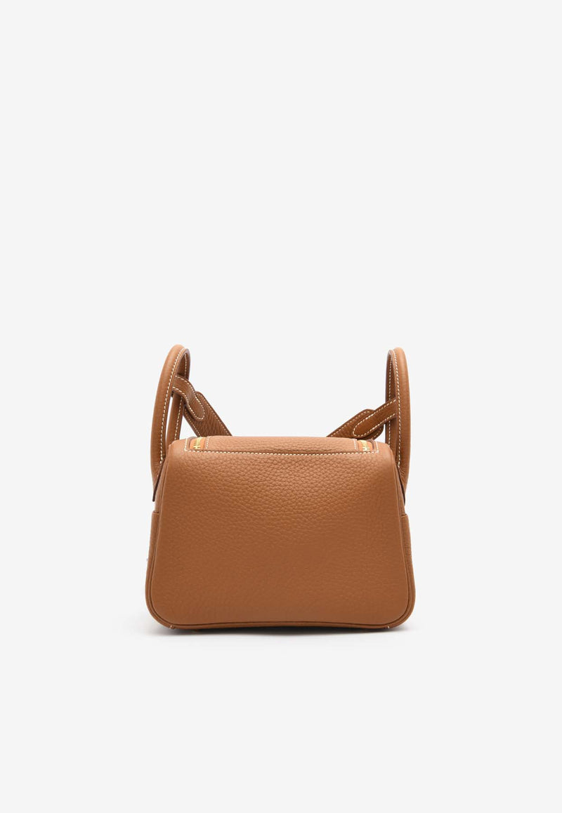 Hermès Mini Lindy 20 in Gold Clemence Leather with Gold Hardware