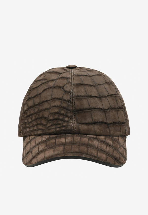 Riley Cap in Moka Nubuck Alligator