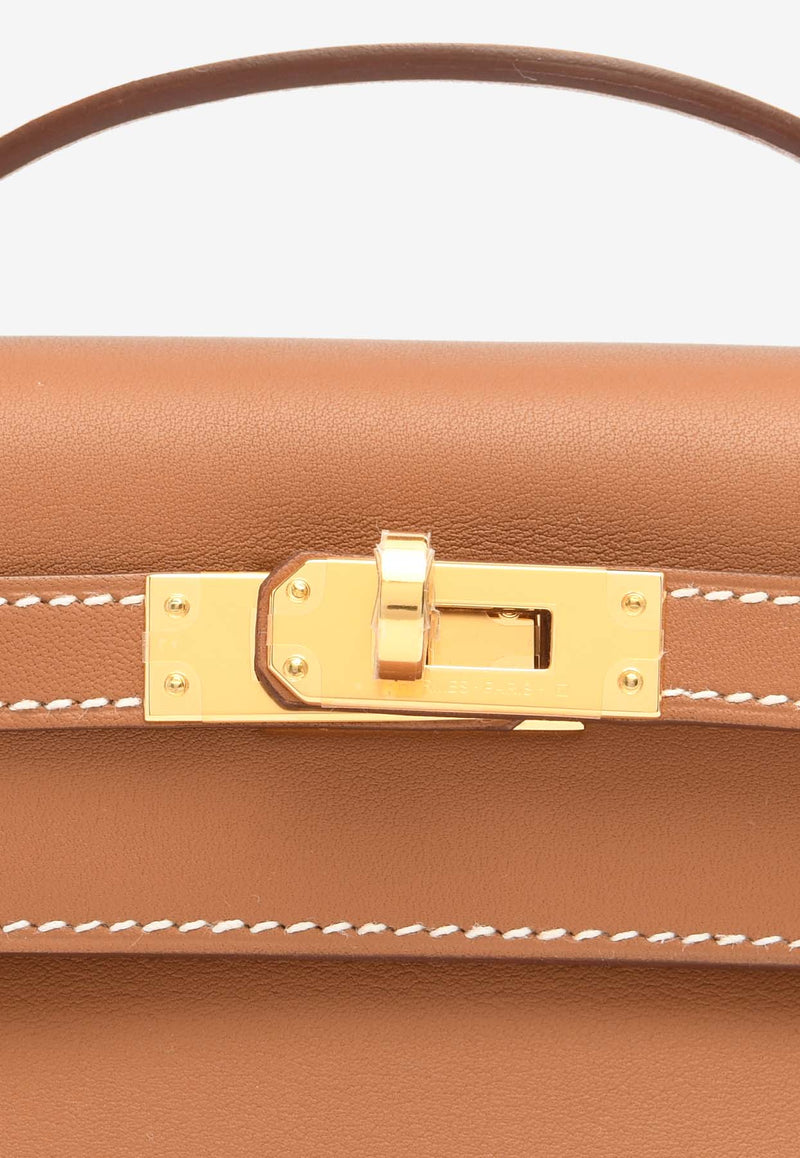 Hermès Kelly Pochette Clutch Bag in Gold Swift Leather with Gold Hardware