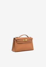 Hermès Kelly Pochette Clutch Bag in Gold Swift Leather with Gold Hardware