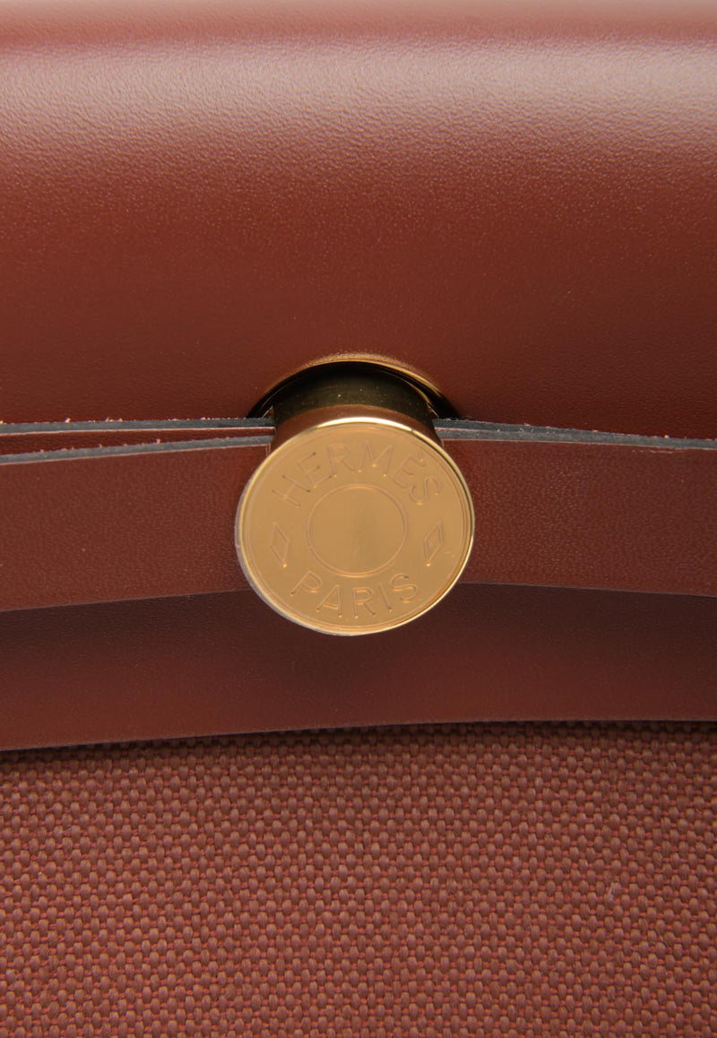 Hermès Herbag Zip Retourne 31 in Rouge H Militaire Canvas and Rouge H Hunter with Gold Hardware