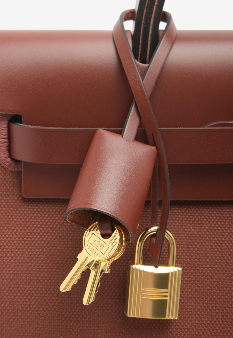 Hermès Herbag Zip Retourne 31 in Rouge H Militaire Canvas and Rouge H Hunter with Gold Hardware
