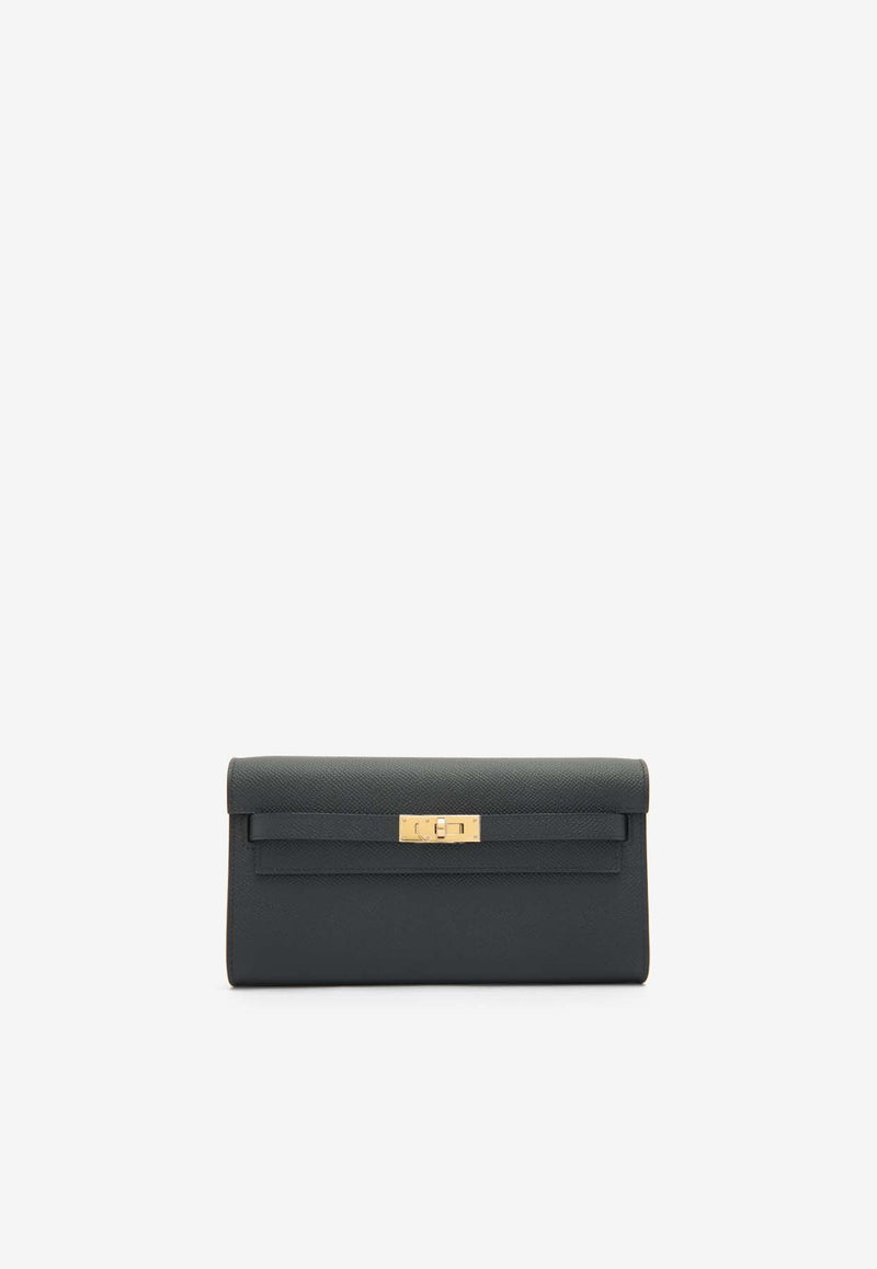 Hermès Kelly To Go Wallet in Black Epsom Leather in Gold Hardware