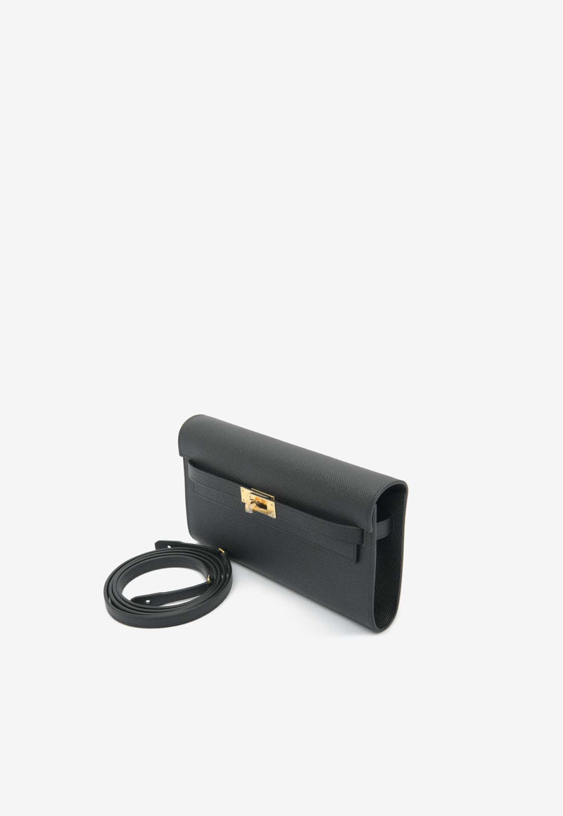 Hermès Kelly To Go Wallet in Black Epsom Leather in Gold Hardware
