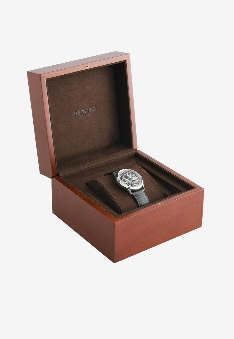 Slim d'Hermes Squelette Lune Graphite Matte Alligator Strap - 39.5 mm