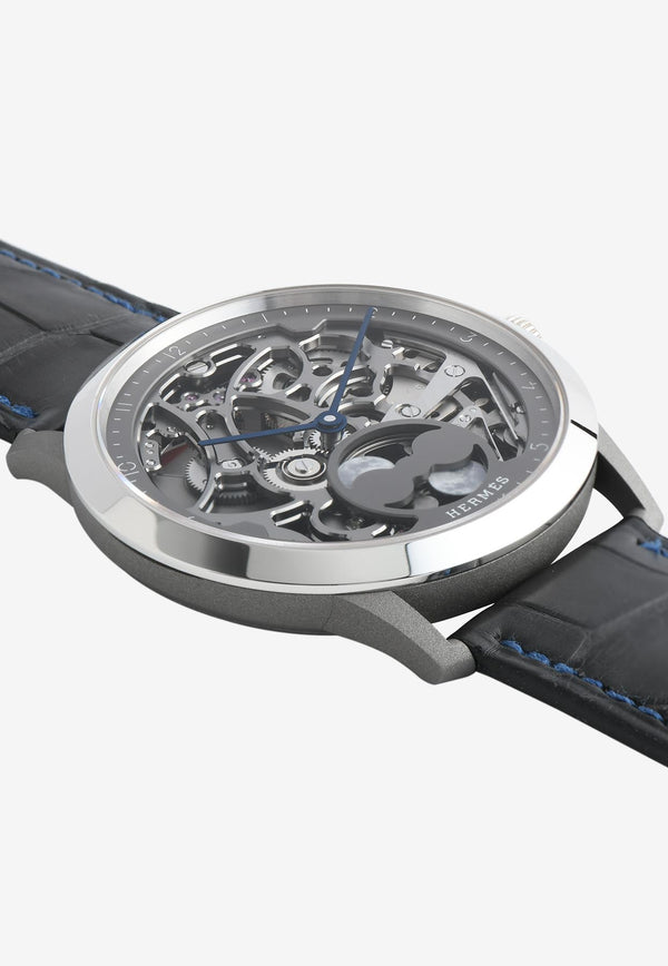 Slim d'Hermes Squelette Lune Graphite Matte Alligator Strap - 39.5 mm