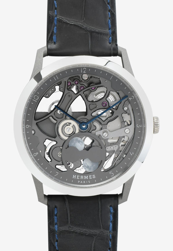 Slim d'Hermes Squelette Lune Graphite Matte Alligator Strap - 39.5 mm