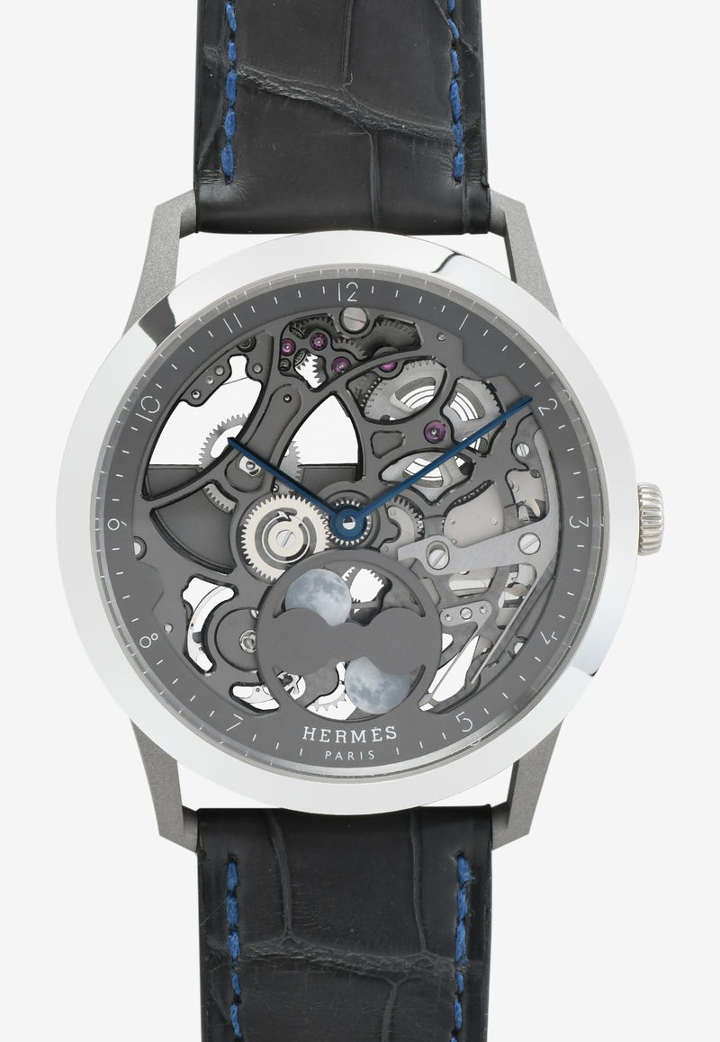 Slim d'Hermes Squelette Lune Graphite Matte Alligator Strap - 39.5 mm