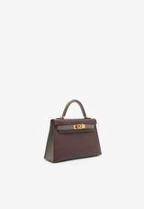 Hermès Mini Kelly HSS 20 in Bordeaux and Gris Etain Epsom with Gold Hardware