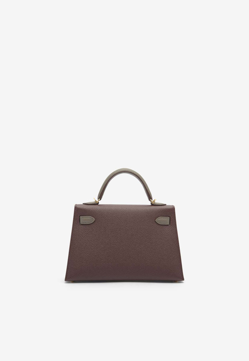 Hermès Mini Kelly HSS 20 in Bordeaux and Gris Etain Epsom with Gold Hardware