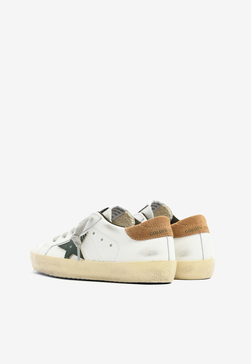 Golden Goose DB Kids Kids Super-Star Leather Sneakers with Suede Heel GYF00101.F004806.82383WHITE MULTI