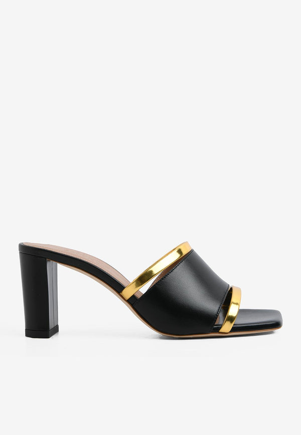 Malone Souliers Demi 70 Cut-Out Leather Mules DEMI MS 70-4 BLACK/GOLD