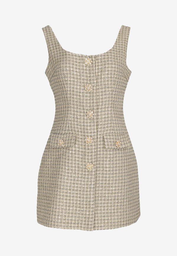 Self-Portrait Boucle Sleeveless Mini Dress Gold PF24-904S-GDGOLD